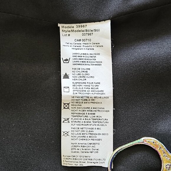 Joseph Ribkoff Jacket Womens 8 Black Faux Leather Sequin Embroidery Whimsigoth - Picture 12 of 16